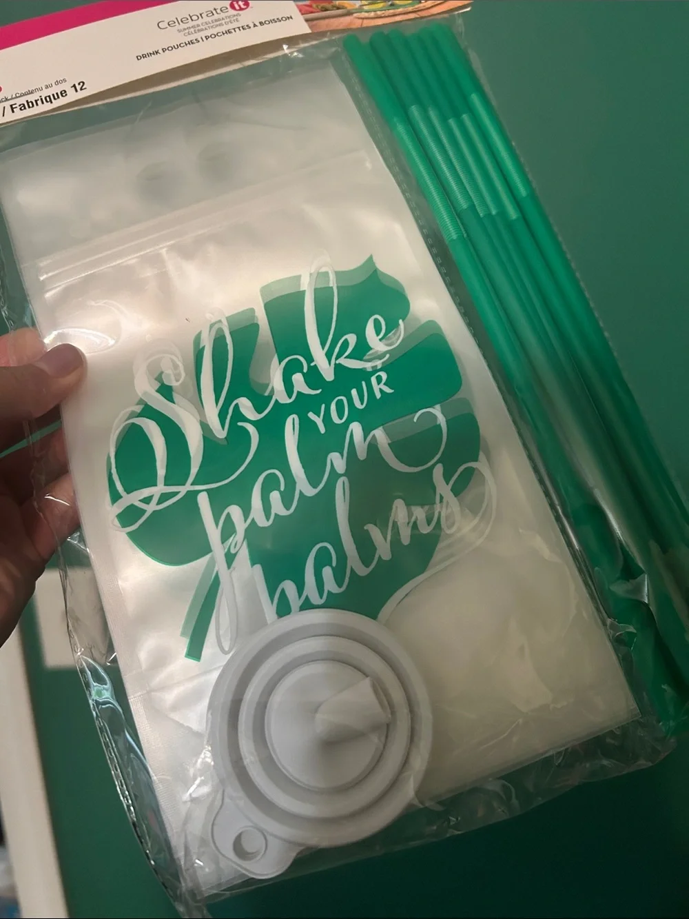 Drink Pouches with Green Straws (12-Pack)